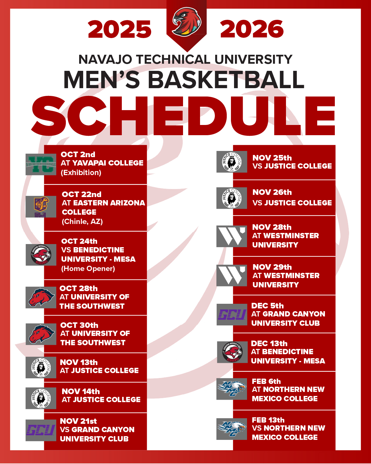 NTU25 Mens Basketball Schedule