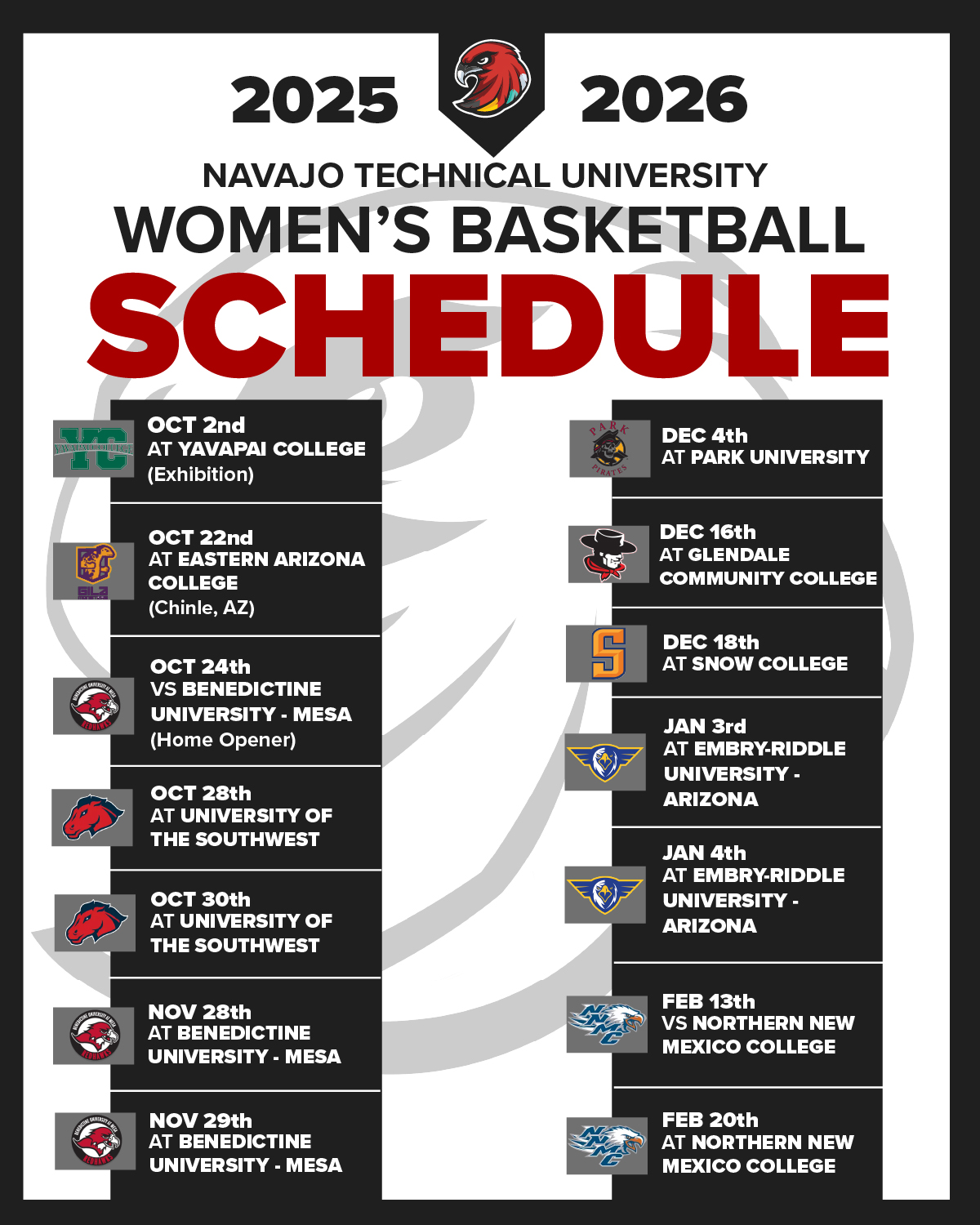 NTU25 Womens Basketball Schedule